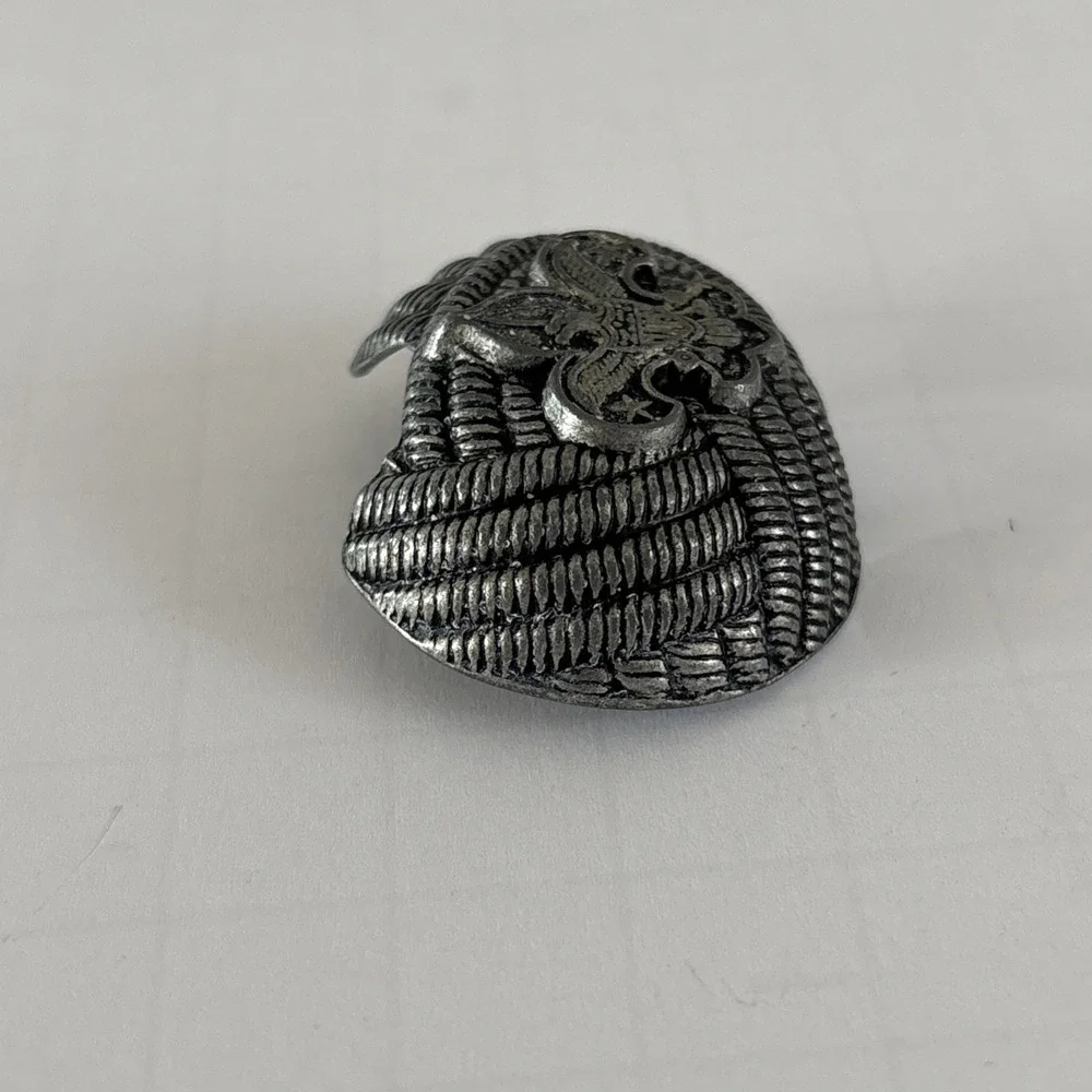 Vintage Boy Scouts America Neckerchief Slide Silvertone Eagle Emblem Fastener